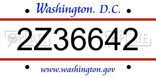 2Z36642 District Of Columbia License Plate