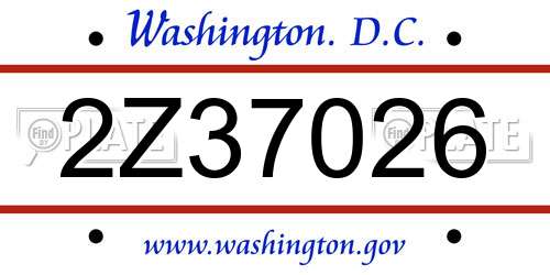 2Z37026 District Of Columbia License Plate