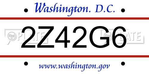 2Z42G6 District Of Columbia License Plate