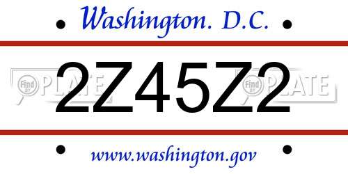 2Z45Z2 District Of Columbia License Plate