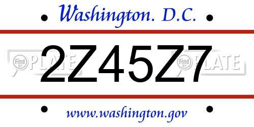 2Z45Z7 District Of Columbia License Plate