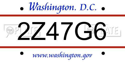2Z47G6 District Of Columbia License Plate