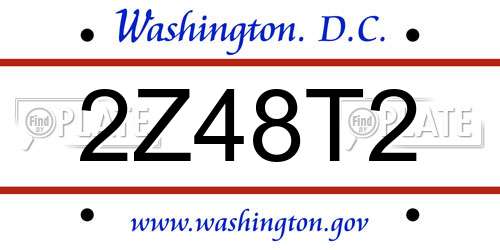 2Z48T2 District Of Columbia License Plate