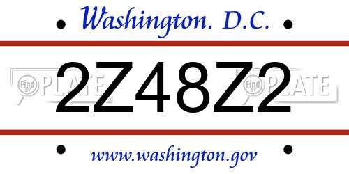 2Z48Z2 District Of Columbia License Plate