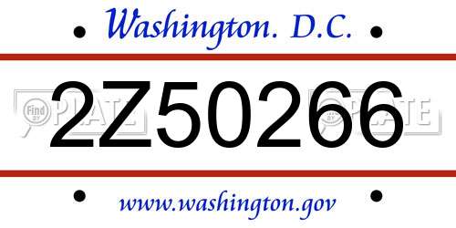 2Z50266 District Of Columbia License Plate