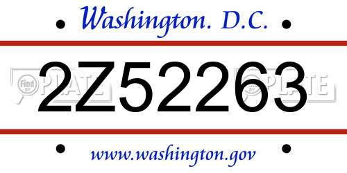 2Z52263 District Of Columbia License Plate