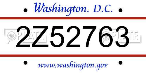 2Z52763 District Of Columbia License Plate