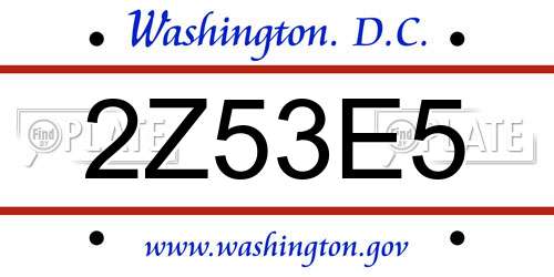 2Z53E5 District Of Columbia License Plate