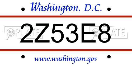 2Z53E8 District Of Columbia License Plate