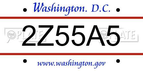 2Z55A5 District Of Columbia License Plate