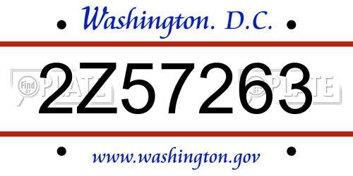 2Z57263 District Of Columbia License Plate