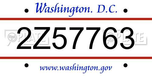 2Z57763 District Of Columbia License Plate