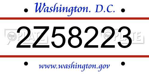2Z58223 District Of Columbia License Plate