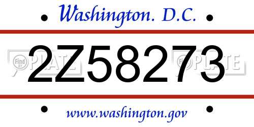 2Z58273 District Of Columbia License Plate