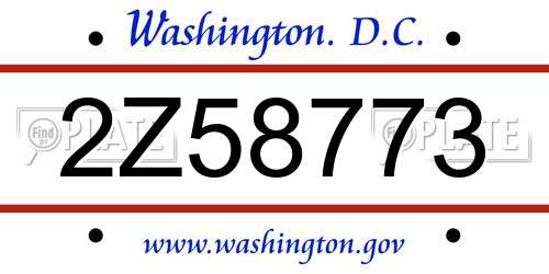 2Z58773 District Of Columbia License Plate