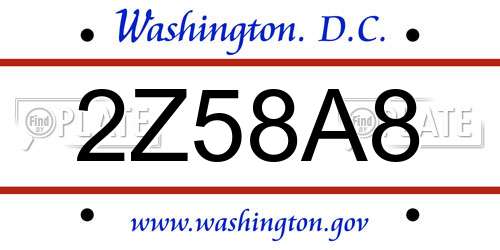 2Z58A8 District Of Columbia License Plate