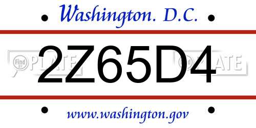 2Z65D4 District Of Columbia License Plate