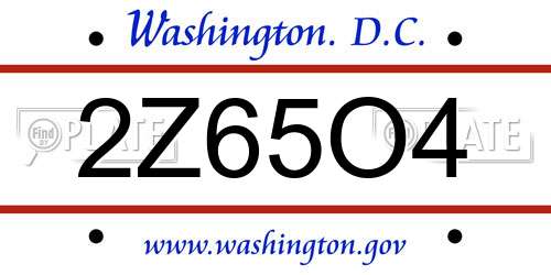 2Z65O4 District Of Columbia License Plate