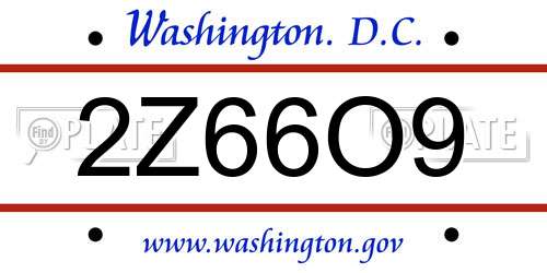 2Z66O9 District Of Columbia License Plate