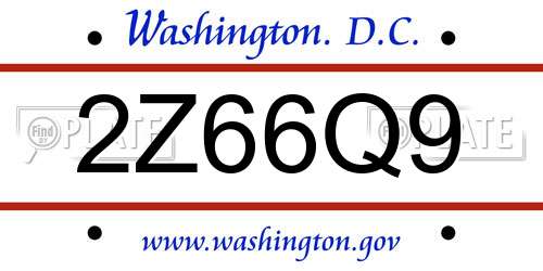 2Z66Q9 District Of Columbia License Plate