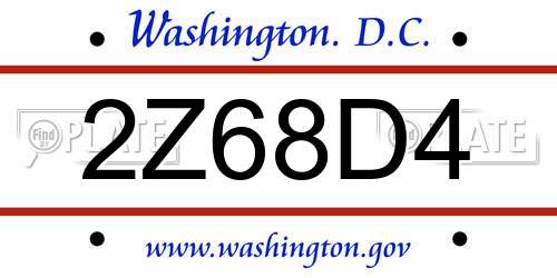 2Z68D4 District Of Columbia License Plate