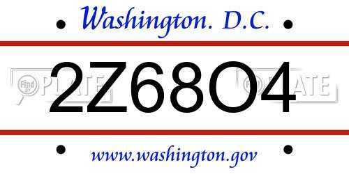 2Z68O4 District Of Columbia License Plate