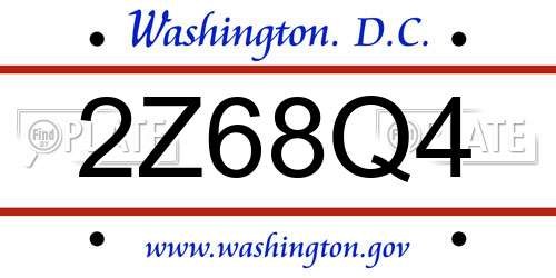 2Z68Q4 District Of Columbia License Plate