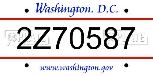 2Z70587 District Of Columbia License Plate