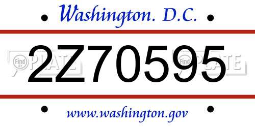 2Z70595 District Of Columbia License Plate
