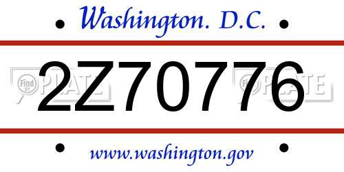 2Z70776 District Of Columbia License Plate