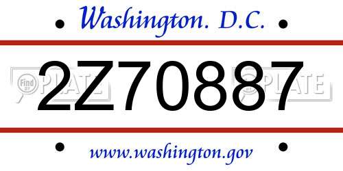 2Z70887 District Of Columbia License Plate
