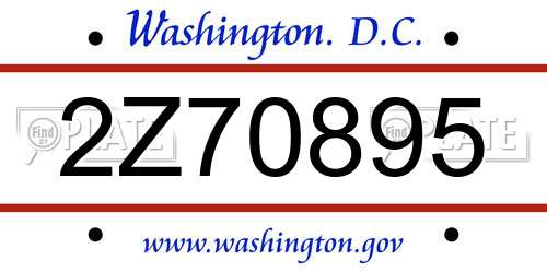 2Z70895 District Of Columbia License Plate