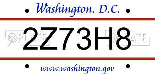 2Z73H8 District Of Columbia License Plate