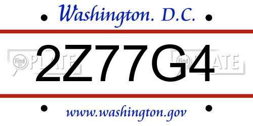 2Z77G4 District Of Columbia License Plate