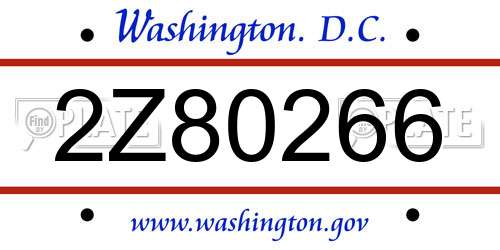 2Z80266 District Of Columbia License Plate