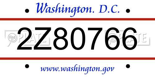 2Z80766 District Of Columbia License Plate