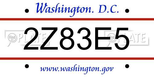 2Z83E5 District Of Columbia License Plate