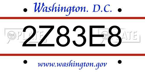 2Z83E8 District Of Columbia License Plate