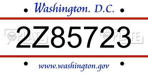 2Z85723 District Of Columbia License Plate
