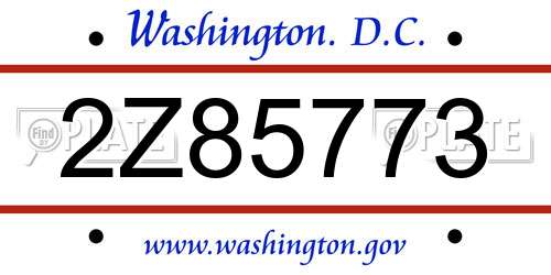 2Z85773 District Of Columbia License Plate