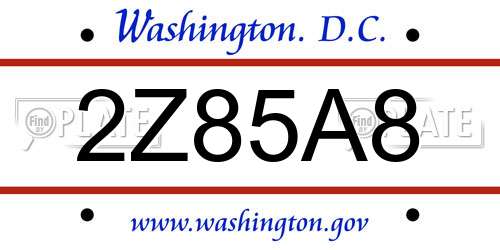 2Z85A8 District Of Columbia License Plate