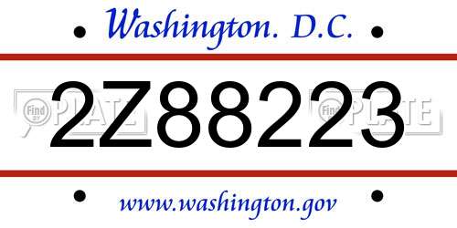 2Z88223 District Of Columbia License Plate