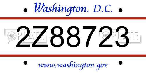 2Z88723 District Of Columbia License Plate