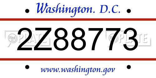 2Z88773 District Of Columbia License Plate