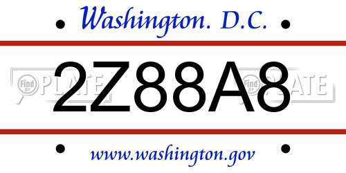 2Z88A8 District Of Columbia License Plate