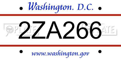 2ZA266 District Of Columbia License Plate