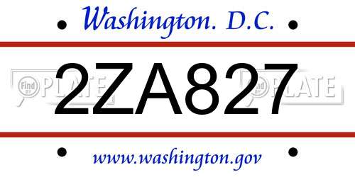 2ZA827 District Of Columbia License Plate