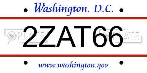 2ZAT66 District Of Columbia License Plate