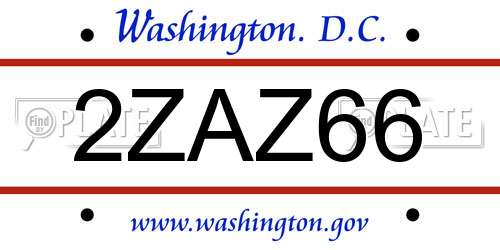 2ZAZ66 District Of Columbia License Plate