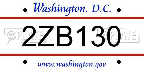 2ZB130 District Of Columbia License Plate